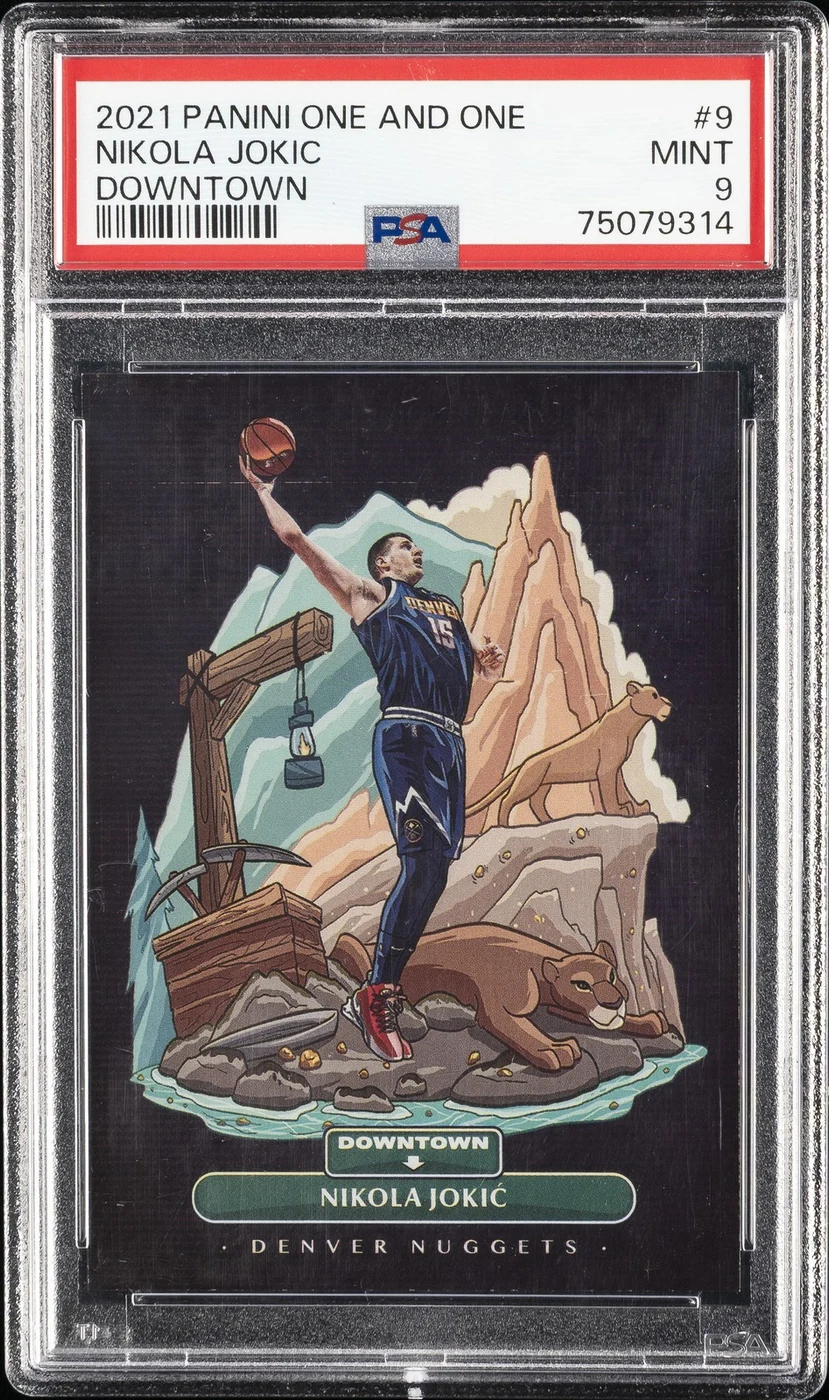 Nikola Jokic #9 2021-22 Panini One and One Basketball Downtown PSA 9 front