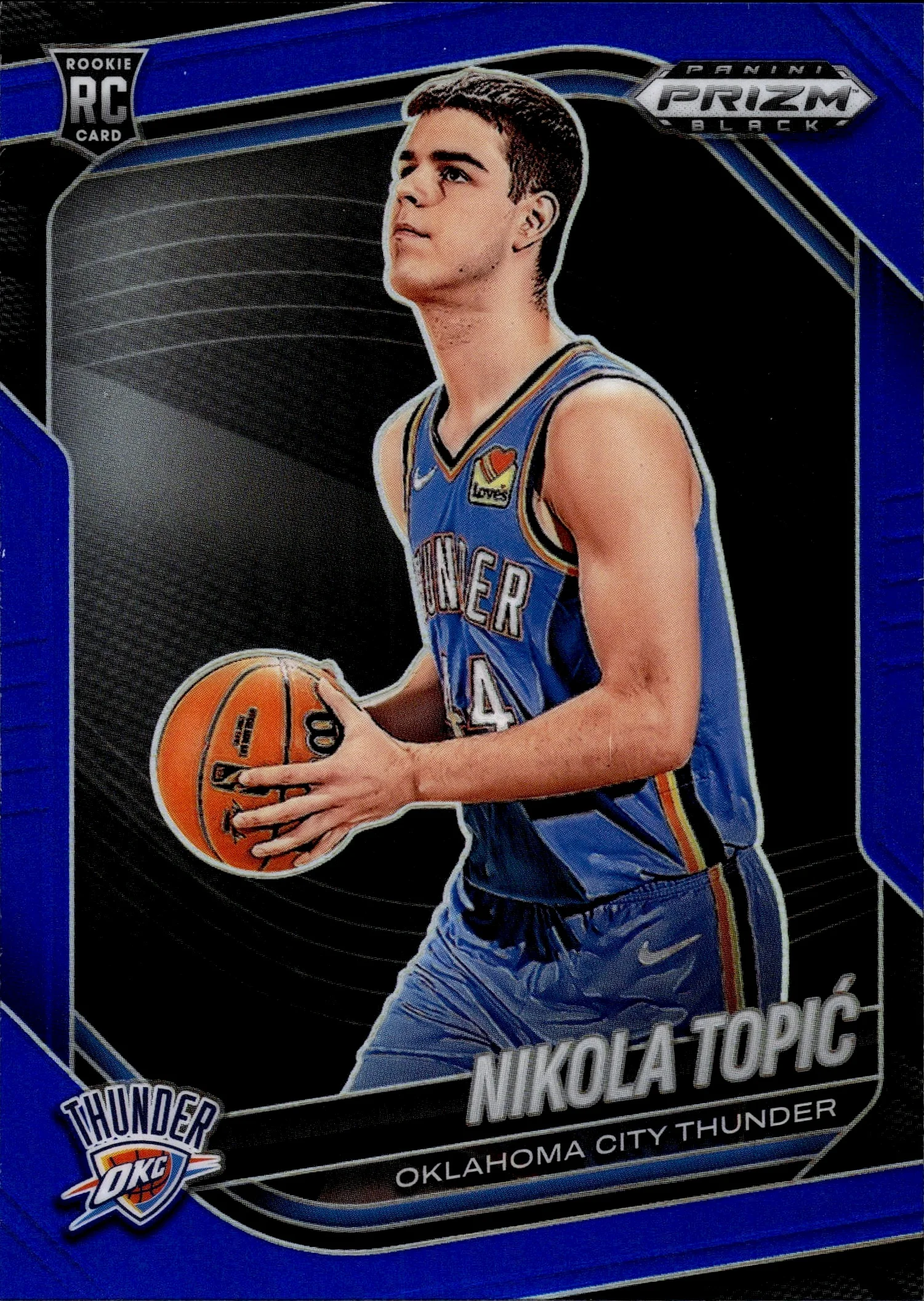 Nikola Topic 2024-25 Panini Prizm Black #205 Blue basketball card - Front