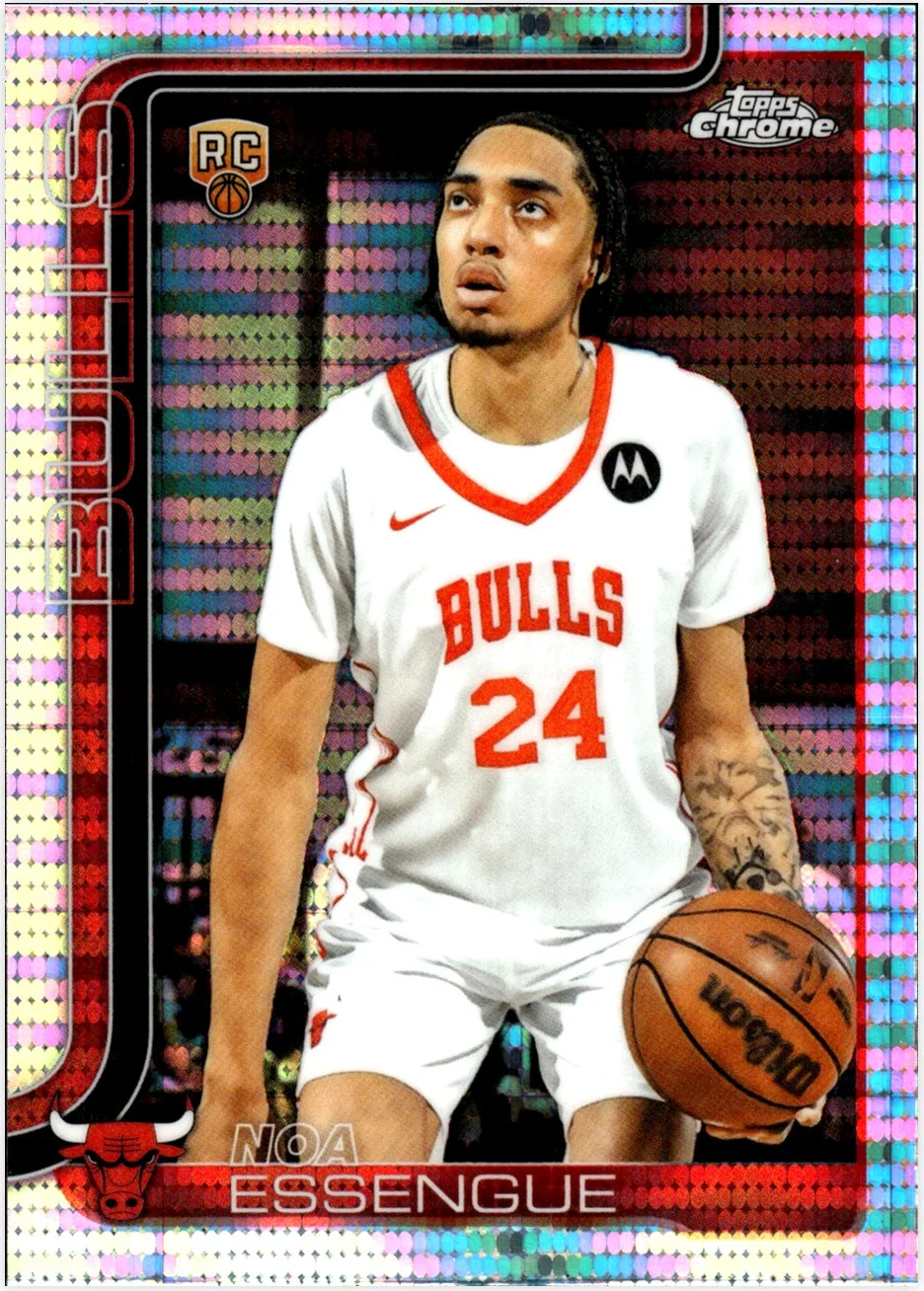 Noa Essengue Rookie Card 2025-26 Topps Chrome #262 Pulsar Refractor basketball rookie card - Front
