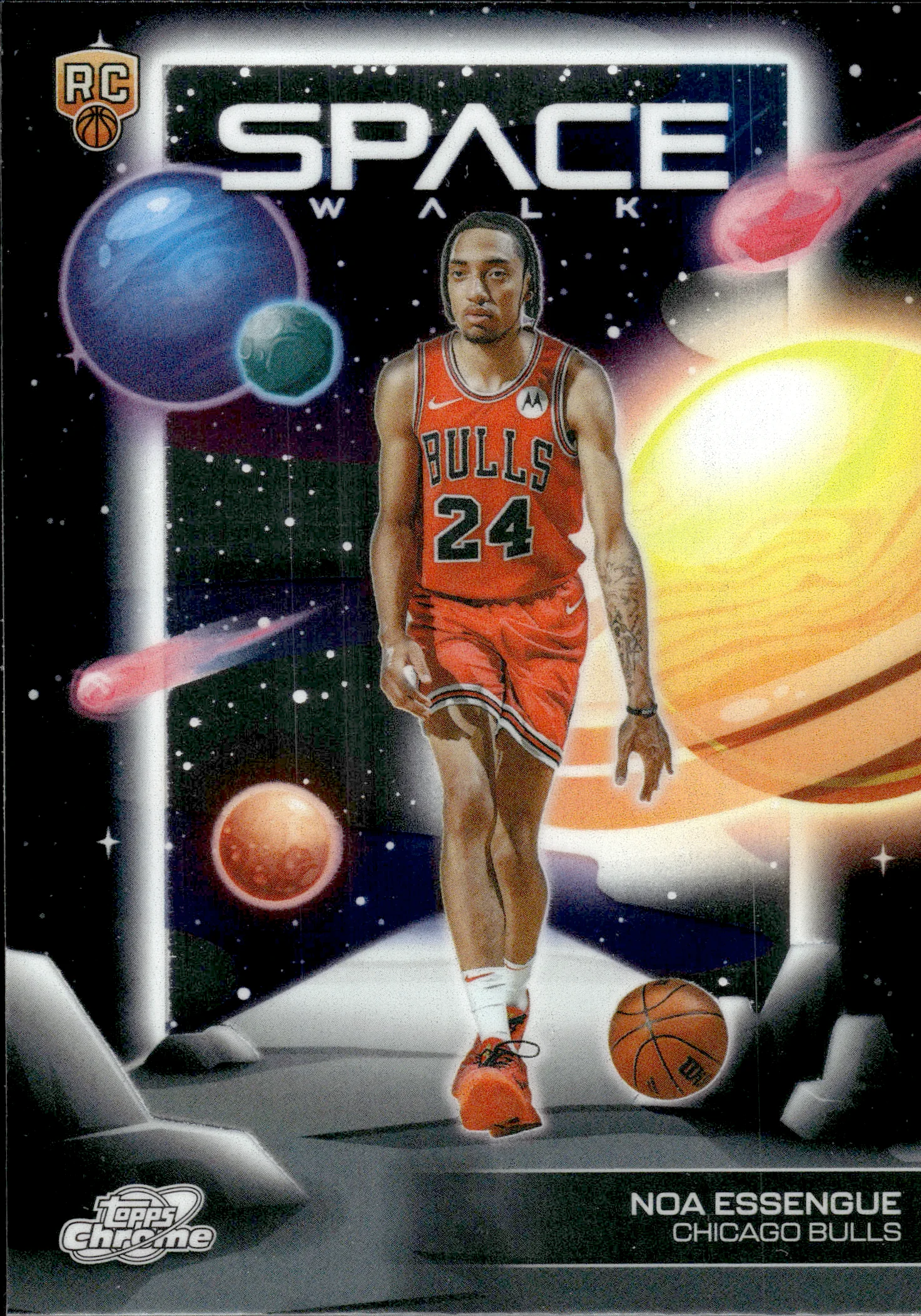 Noa Essengue #SW-15 Rookie Card 2026 Topps Cosmic Chrome Basketball Space Walk basketball rookie card - Front