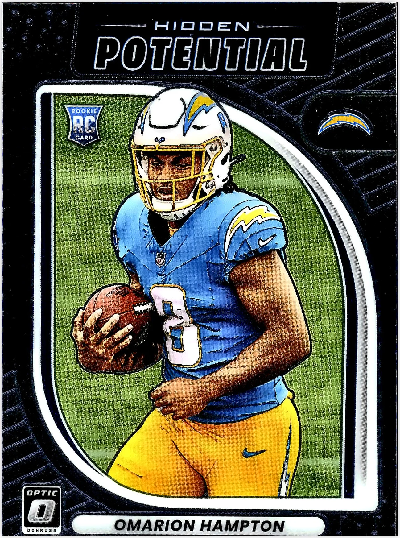 Omarion Hampton 2025 Donruss Optic #9 Hidden Potential football card - Front