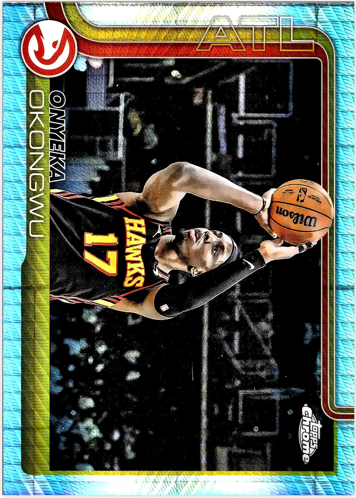 Onyeka Okongwu 2025-26 Topps Chrome #21 Prism Refractor basketball card - Front