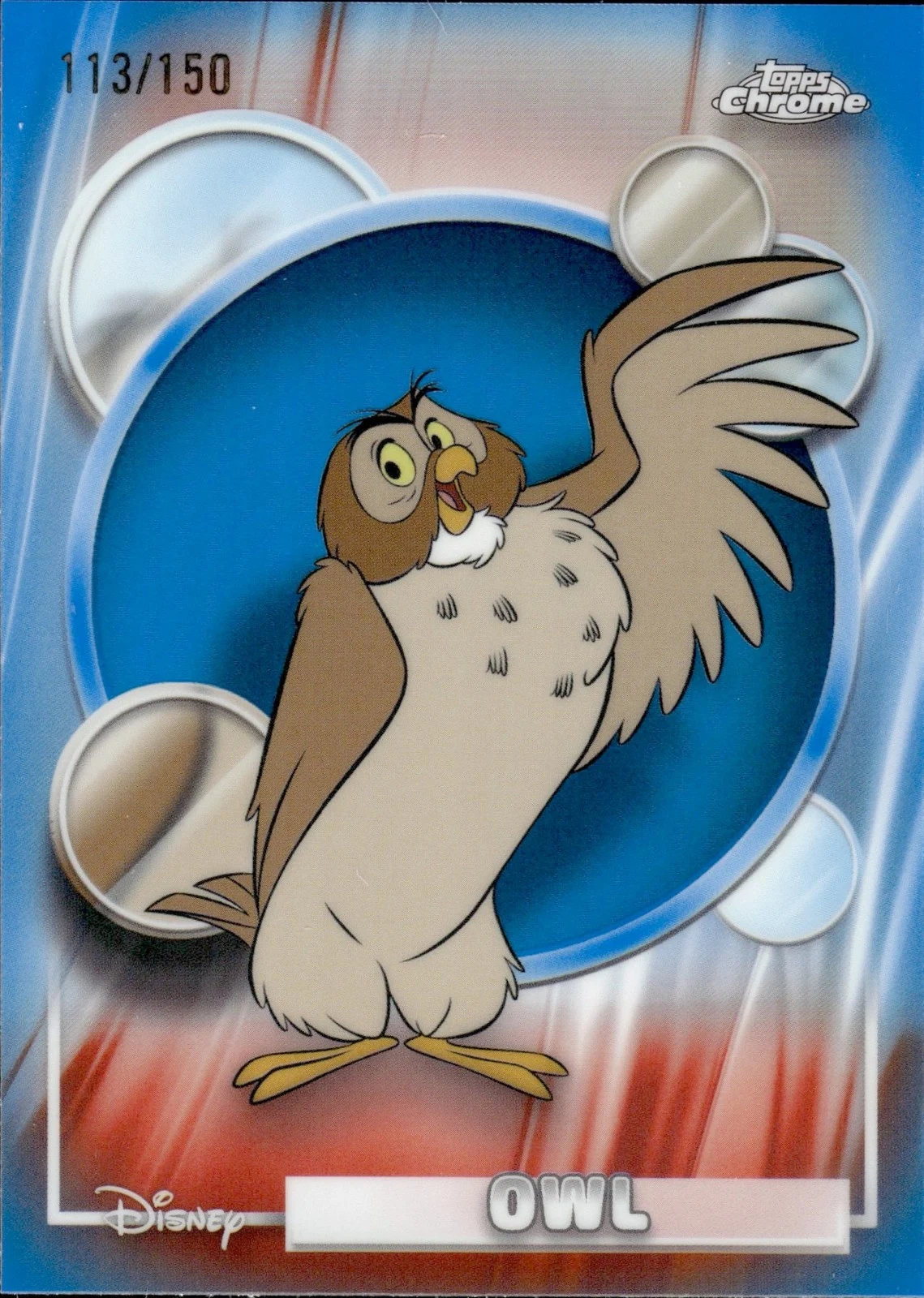 Owl #104 2026 Topps Chrome Disney Blue Refractor front