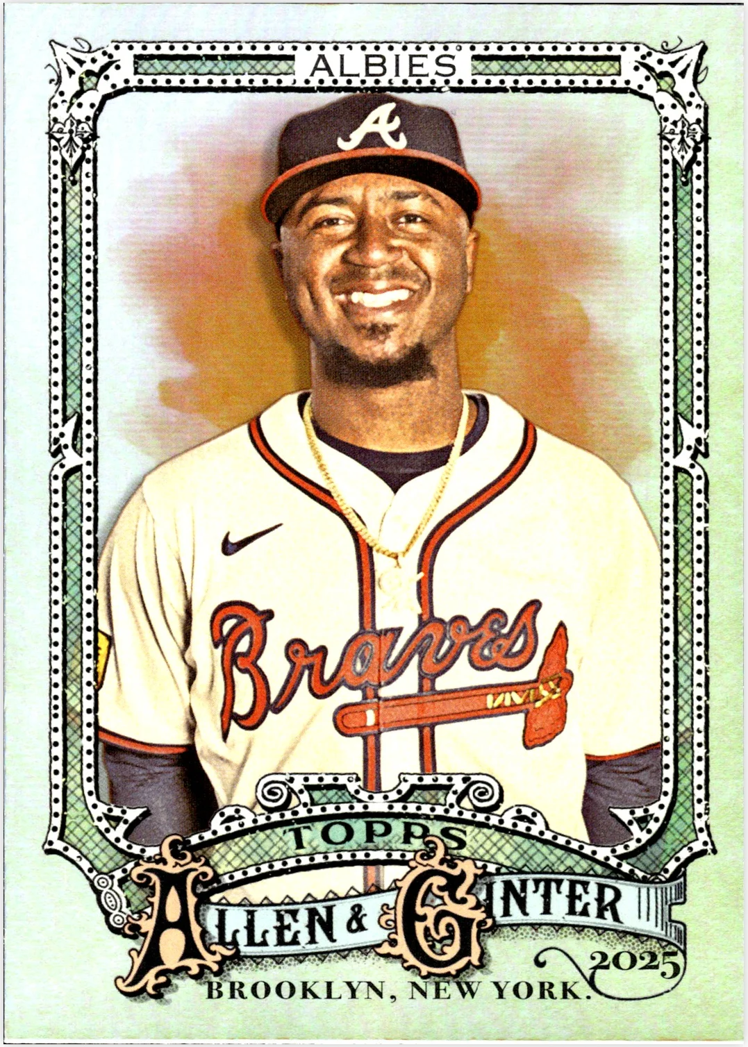 Ozzie Albies 2025 Topps Allen & Ginter #56 Silver Portrait baseball card - Front