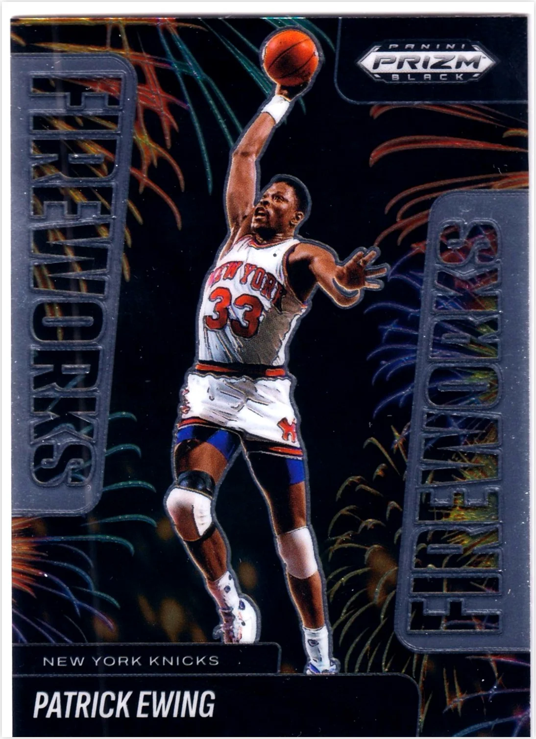 Patrick Ewing 2024-25 Panini Prizm Black #20 Fireworks basketball card - Front