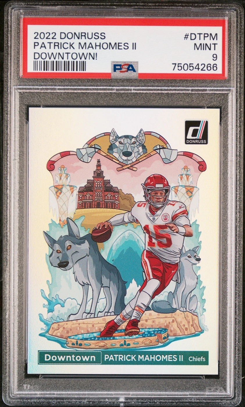 Patrick Mahomes II #DT-PM 2022 Donruss Football Downtown PSA 9 front