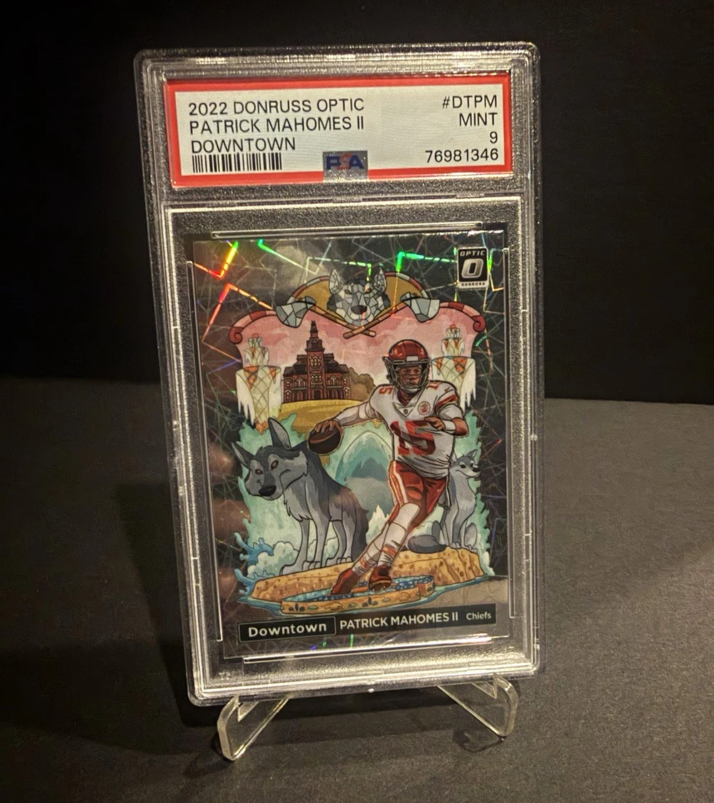 Patrick Mahomes II #DT-PM 2022 Donruss Optic Football Downtown PSA 9 front