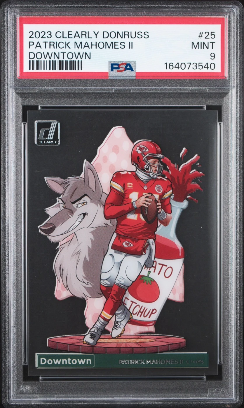 Patrick Mahomes II #25 2023 Clearly Donruss Football Downtown PSA 9 front
