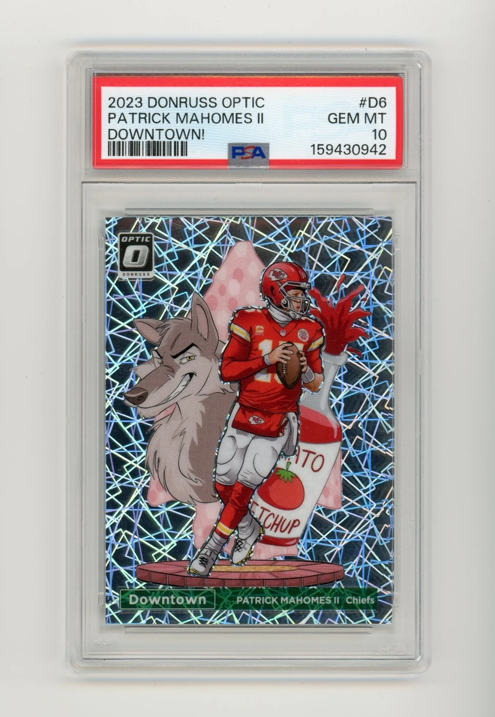 Patrick Mahomes II #D-6 2023 Donruss Optic Football Downtown PSA 10 front