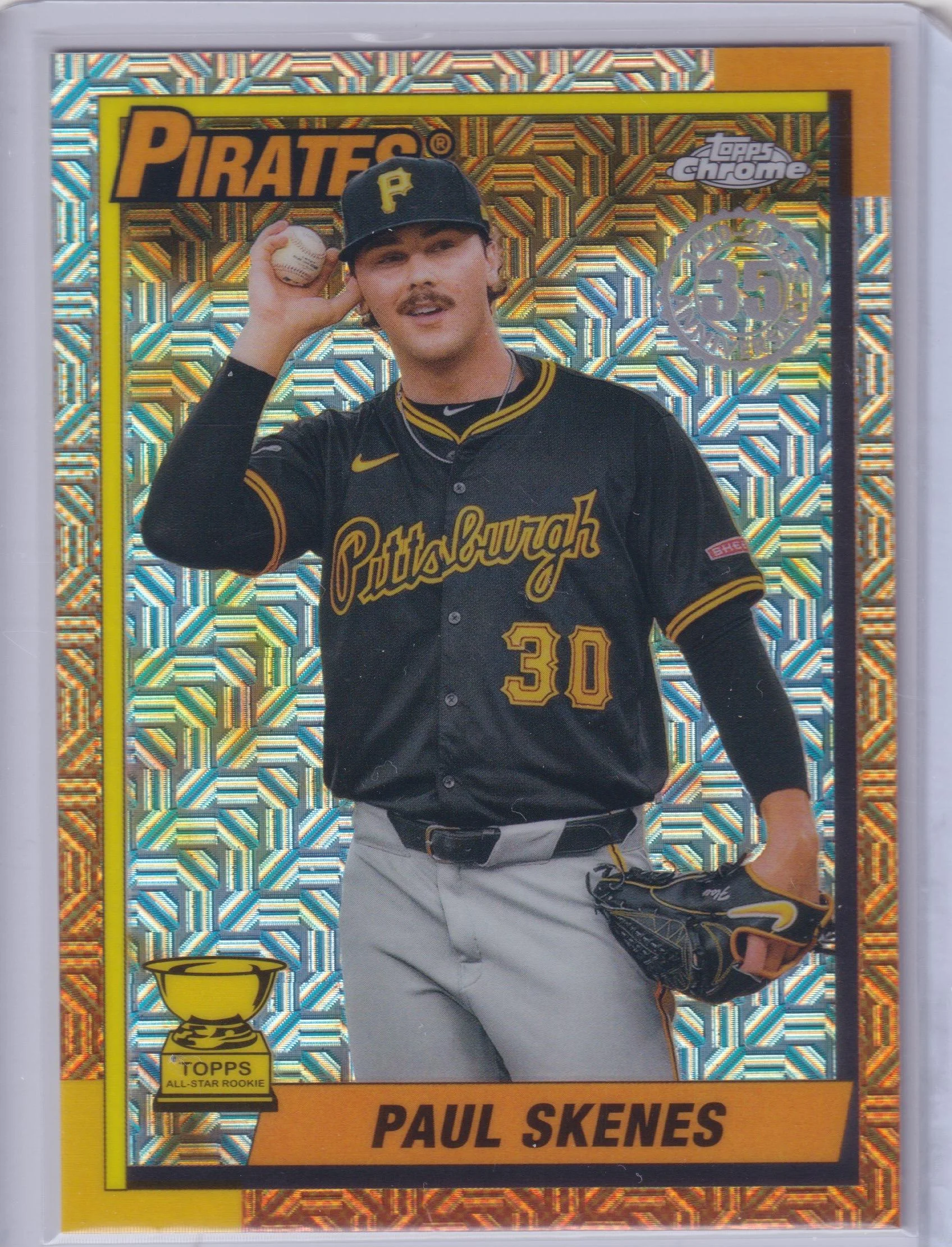 Paul Skenes 2025 Topps #T90C-32 1990 Topps Baseball 35th Anniversary Chrome baseball card - Front