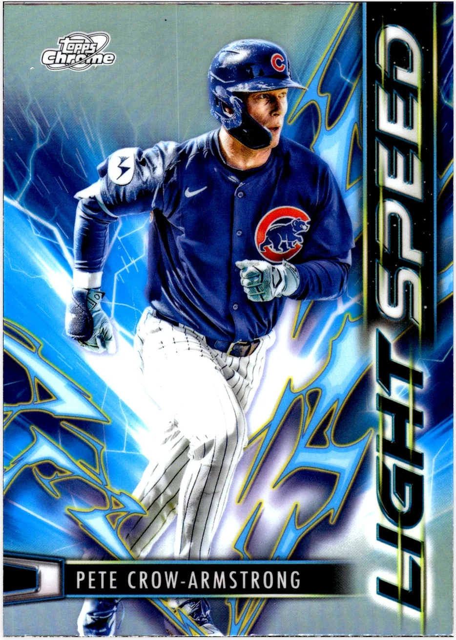 Pete Crow-Armstrong 2025 Topps Chrome Cosmic #LS-3 Light Speed baseball card - Front