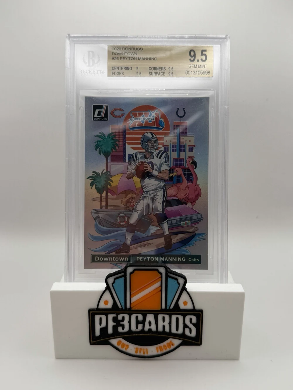 Peyton Manning #D-PM 2020 Donruss Football Downtown BGS 9.5 front
