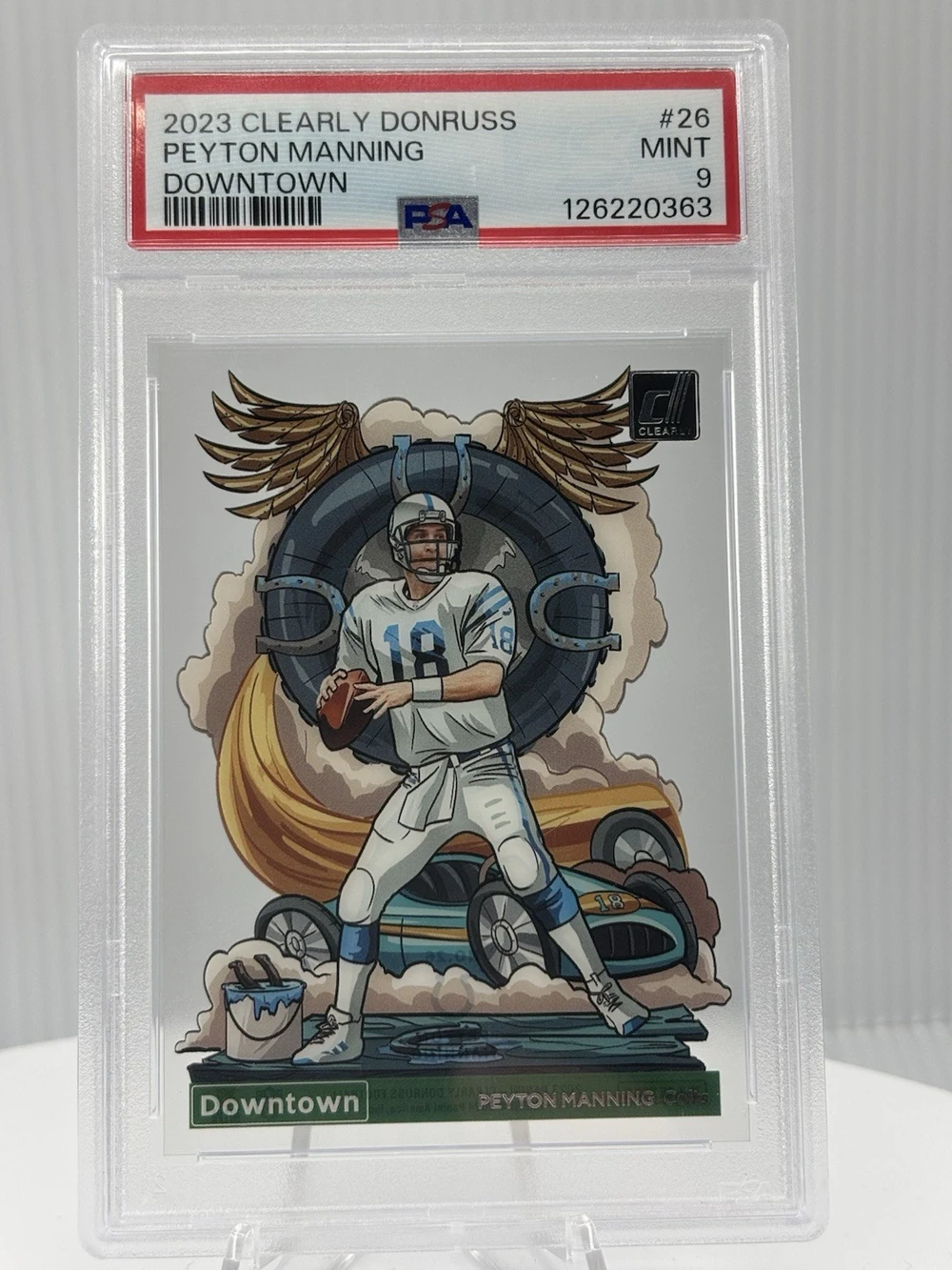 Peyton Manning #26 2023 Clearly Donruss Football Downtown PSA 9 front