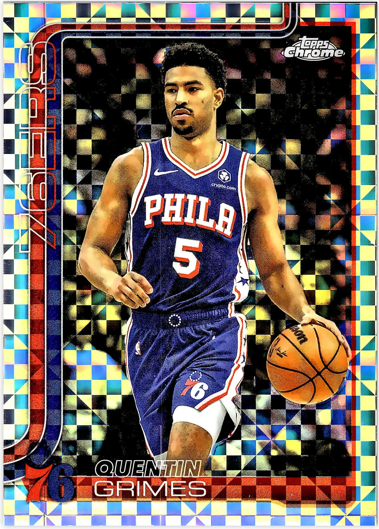 Quentin Grimes 2025-26 Topps Chrome #197 X-Fractor basketball card - Front