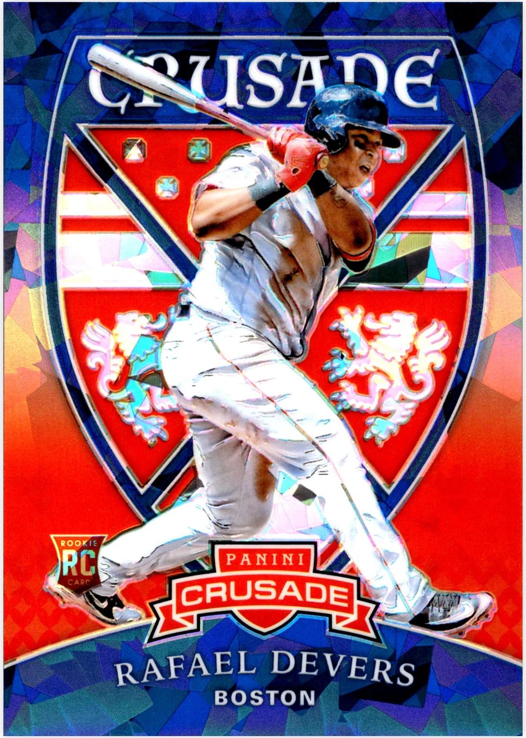 Rafael Devers 2018 Panini Chronicles #10 Crusade Purple Mojo baseball card - Front