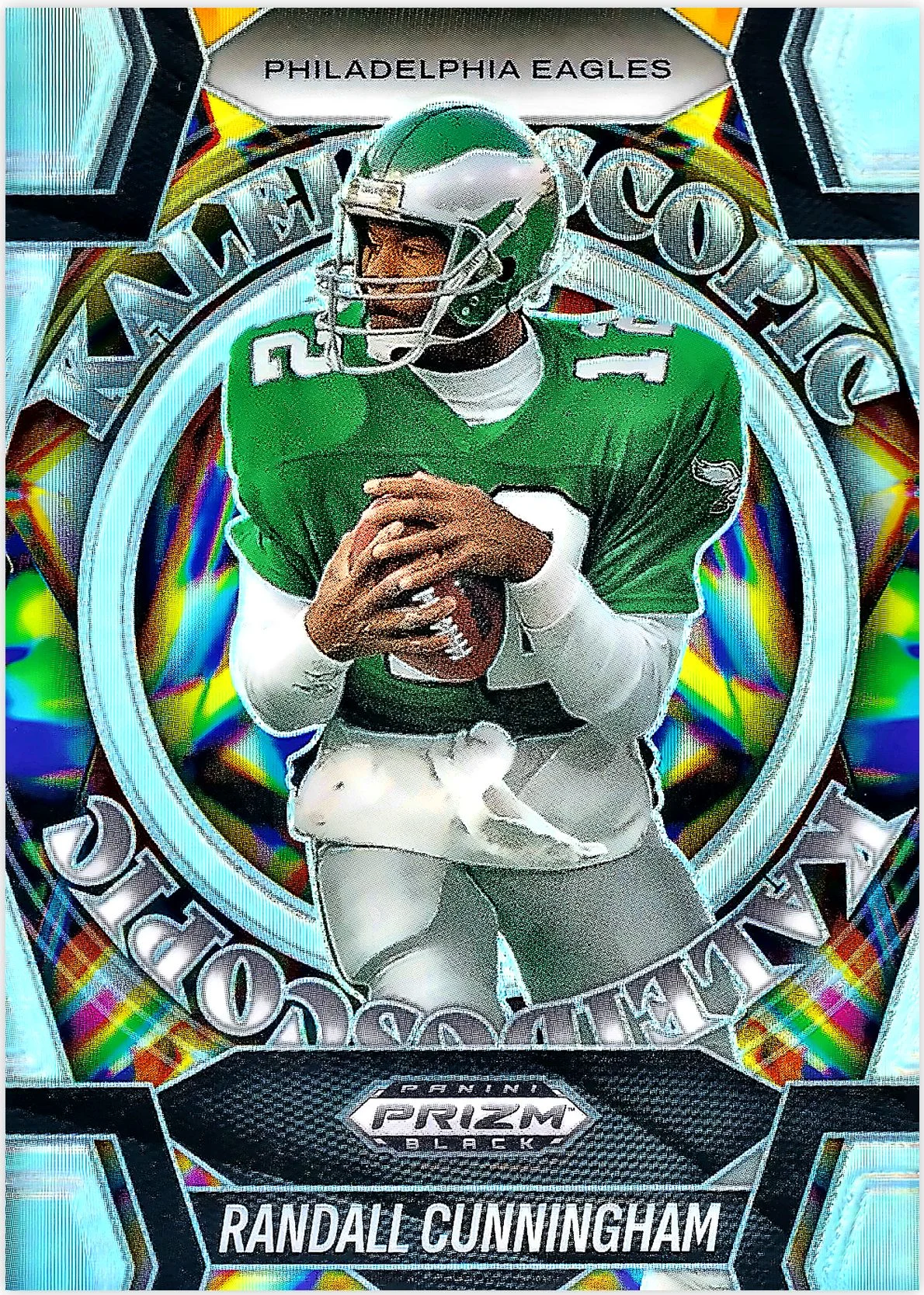 Randall Cunningham 2025 Panini Prizm Black #15 Kaleidoscopic Silver football card - Front