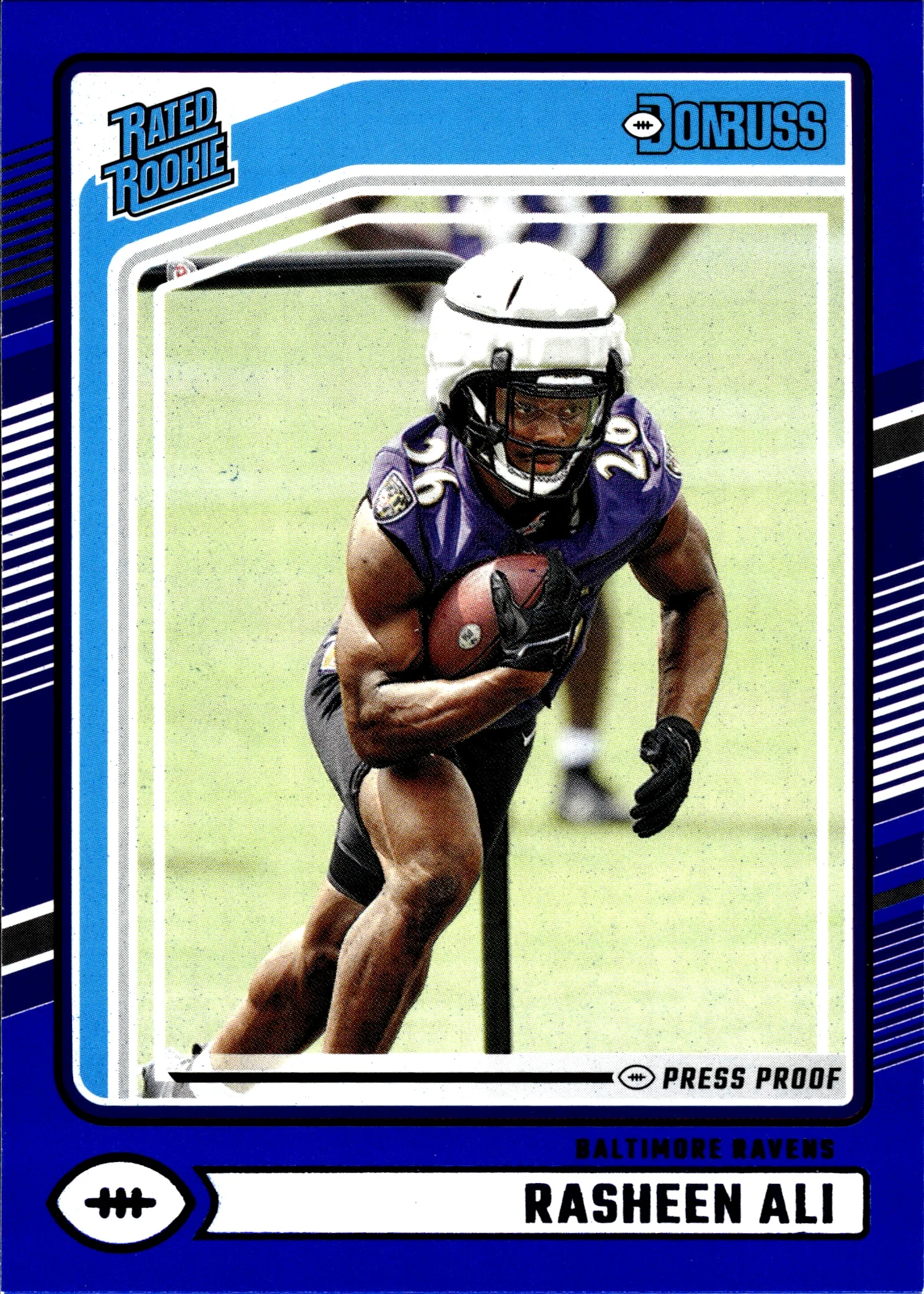 Rasheen Ali 2024 Donruss #347 Press Proof Blue football rookie card - Front