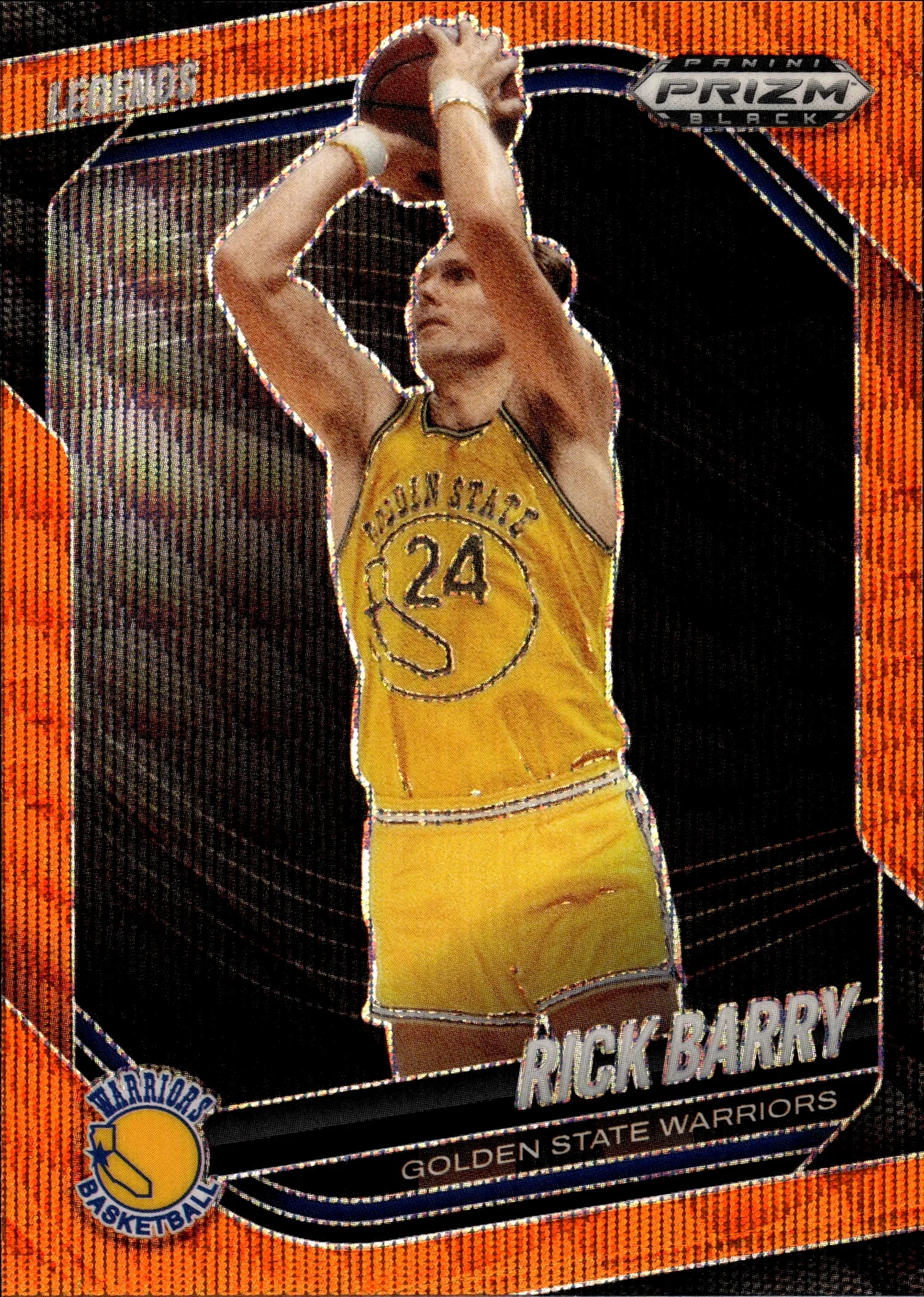Rick Barry 2024-25 Panini Prizm Black #297 Orange Wave basketball card - Front