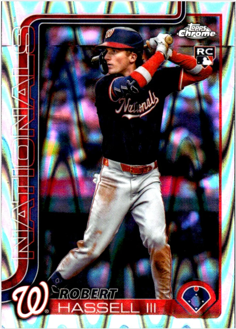 Robert Hassell III Rookie Card 2025 Topps Chrome Update #USC154 RayWave Refractor baseball rookie card - Front