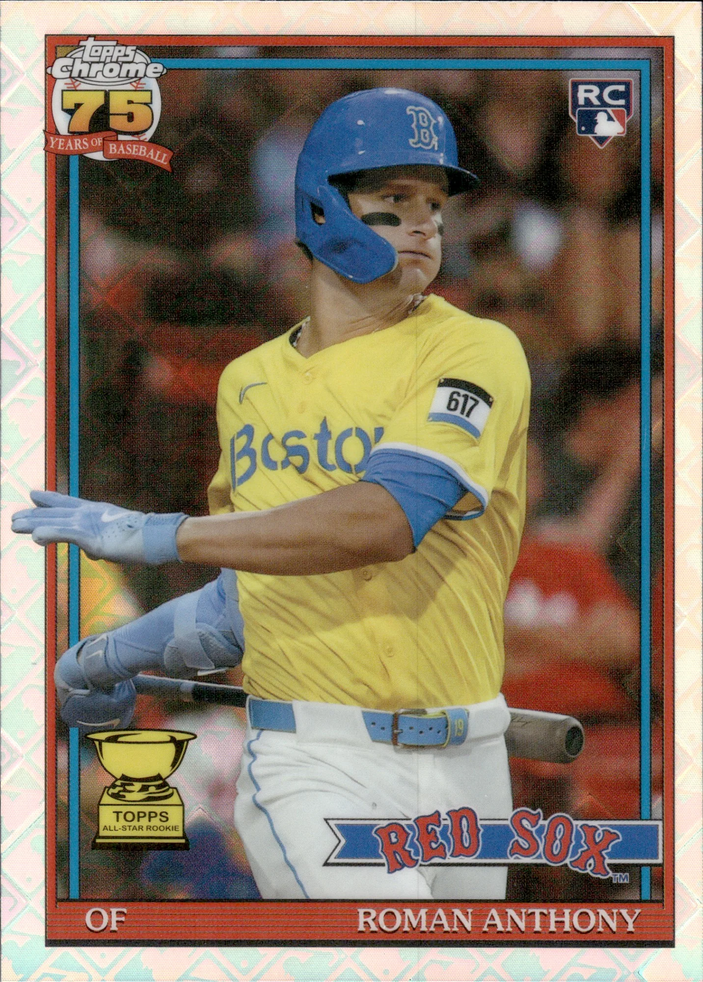 Roman Anthony #91CB-19 Logofractor Rookie Card 2026 Topps Chrome Baseball 1991 Insert baseball rookie card - Front