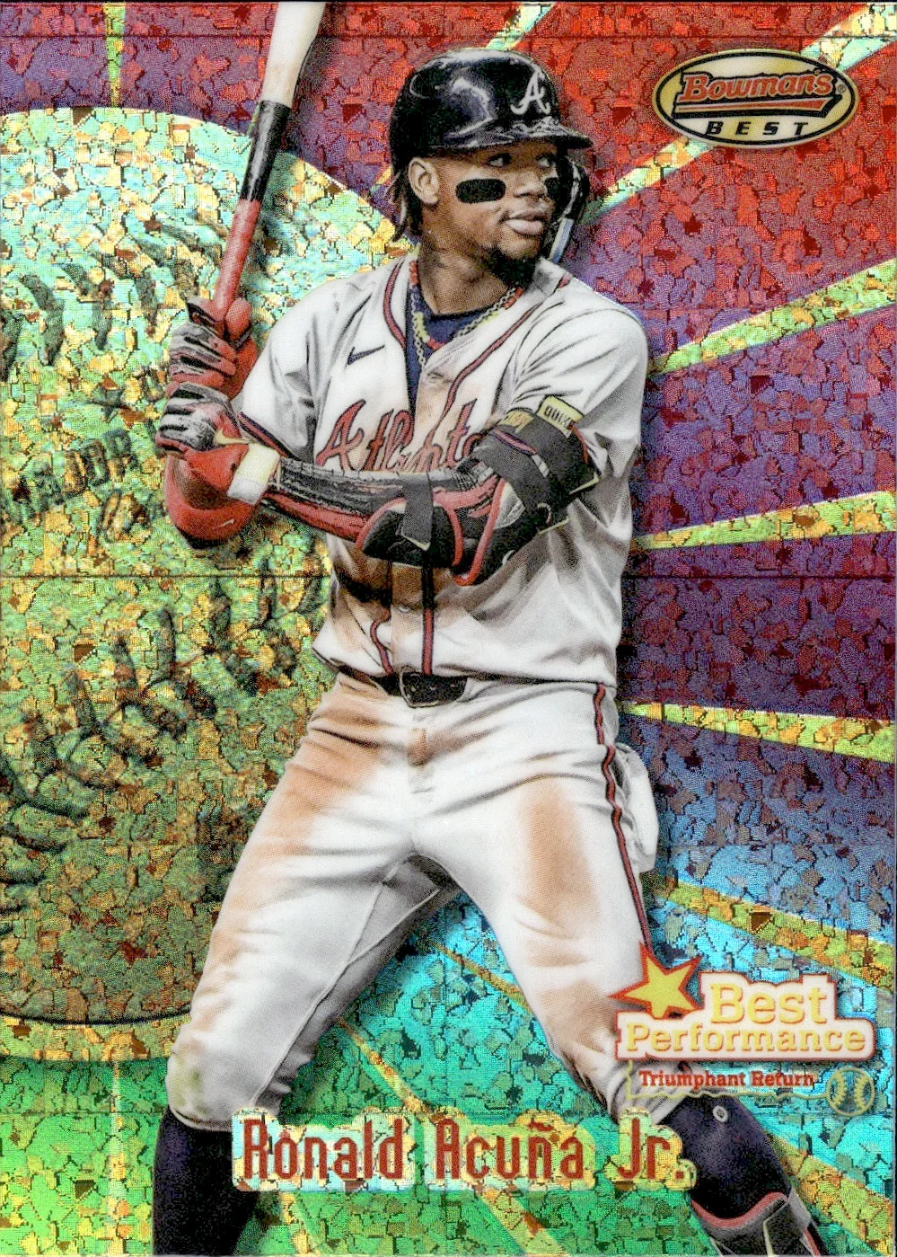 Ronald Acuña Jr. #BP-24 Mini Diamond Refractor 2025 Topps Bowman's Best Baseball Best Performance baseball card - Front