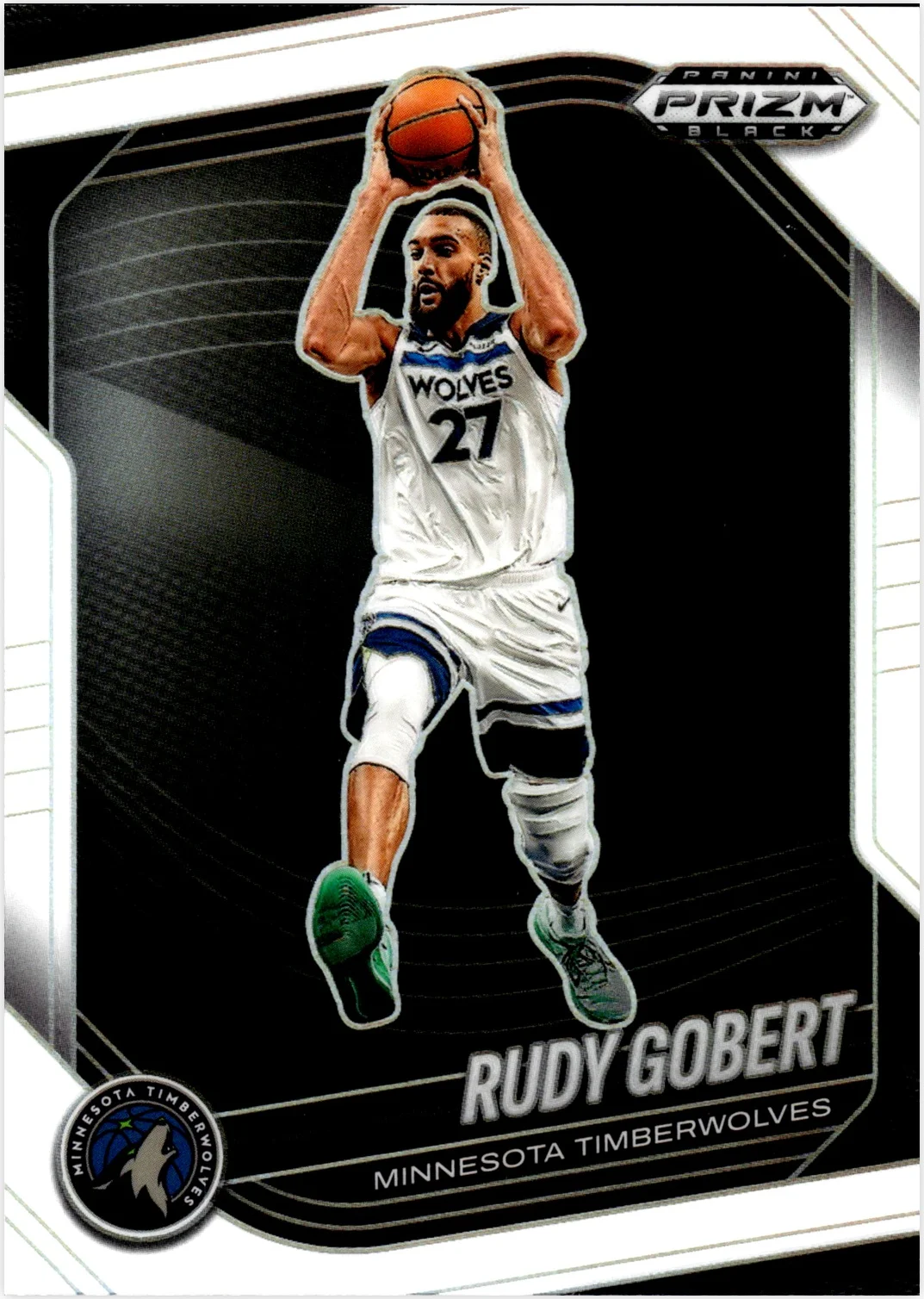 Rudy Gobert 2024-25 Panini Prizm Black #30 White basketball card - Front