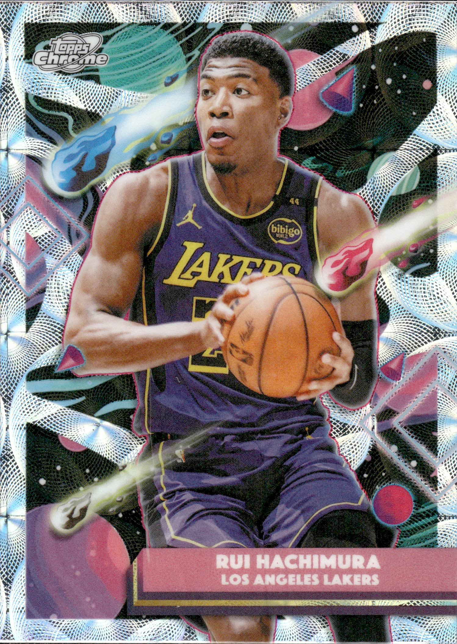Rui Hachimura #77 Nucleus Refractor 2026 BOX3D Topps Chrome Basketball basketball card - Front