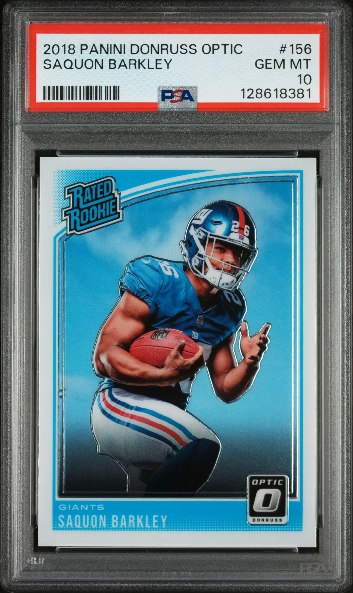 Saquon Barkley 2018 Panini Donruss Optic #156 football card - Front