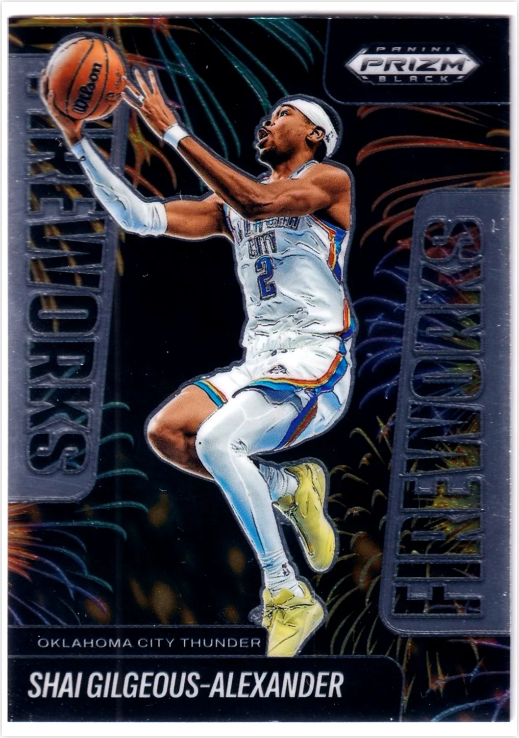 Shai Gilgeous-Alexander 2024-25 Panini Prizm Black #5 Fireworks basketball card - Front