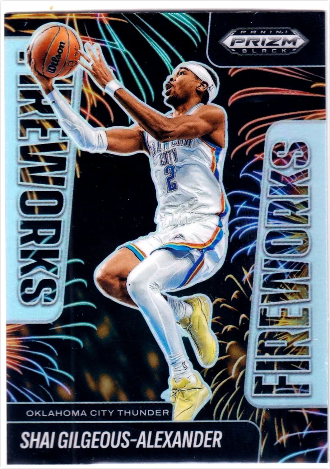 Shai Gilgeous-Alexander 2024-25 Panini Prizm Black #5 Fireworks Silver basketball card - Front