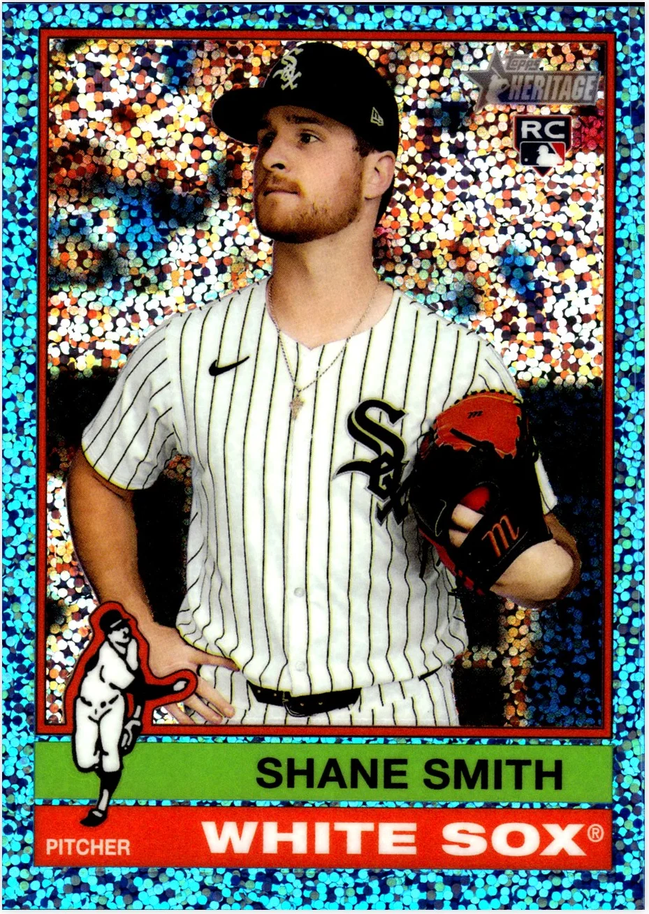 Shane Smith Rookie Card 2025 Topps Heritage #587 Chrome Light Blue Sparkle Refractor baseball rookie card - Front
