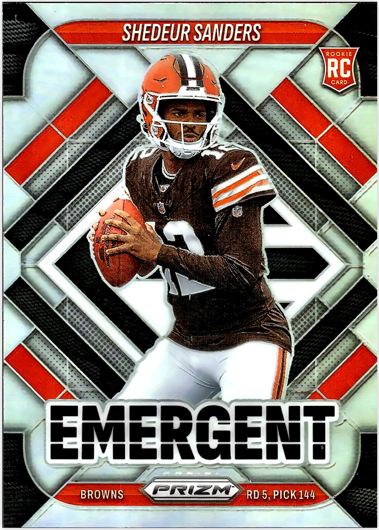 Shedeur Sanders 2025 Panini Prizm #302 Emergent Silver football rookie card - Front