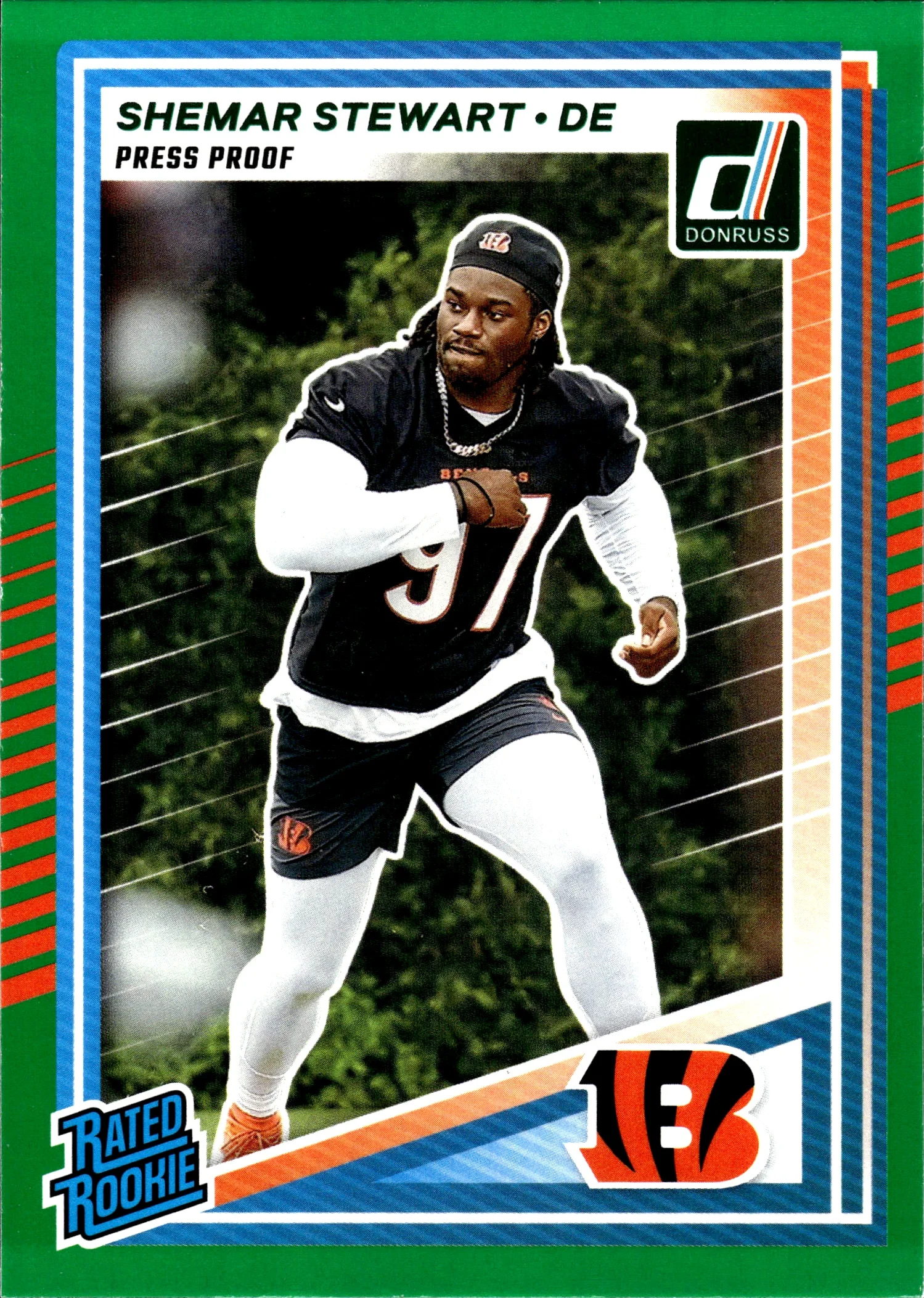 Shemar Stewart 2025 Donruss #393 Press Proofs Green football rookie card - Front