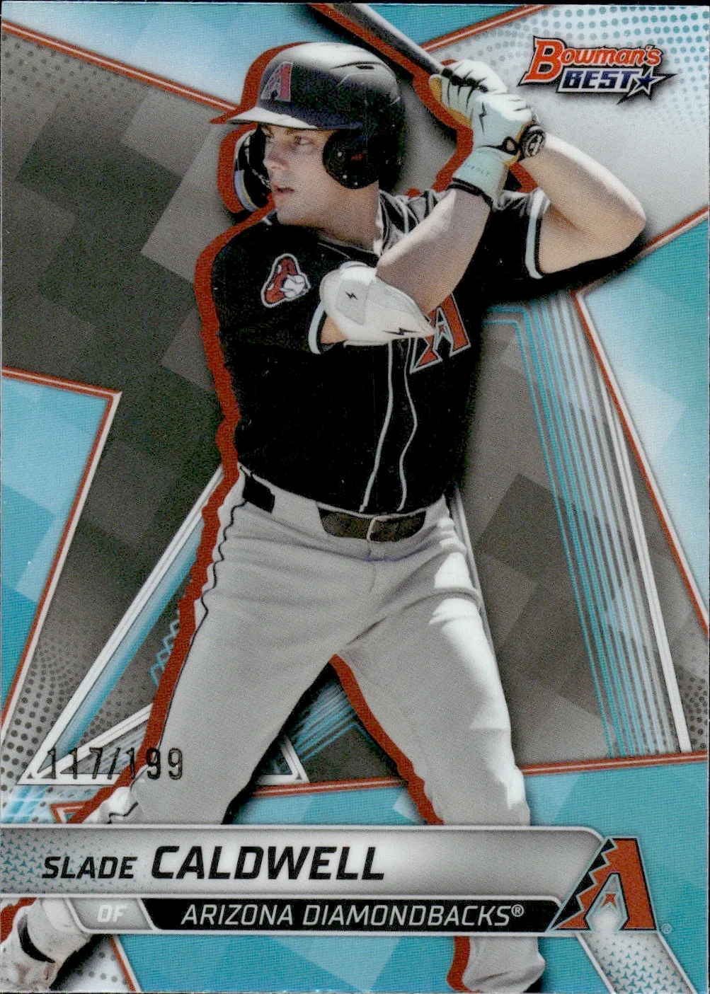Slade Caldwell #TP-30 Aqua Refractor /199 2025 Topps Bowman's Best Baseball baseball card - Front