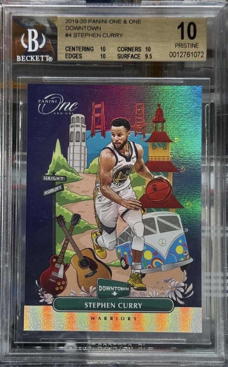 Stephen Curry #4 2019-20 Panini One and One Basketball Downtown BGS 10 front