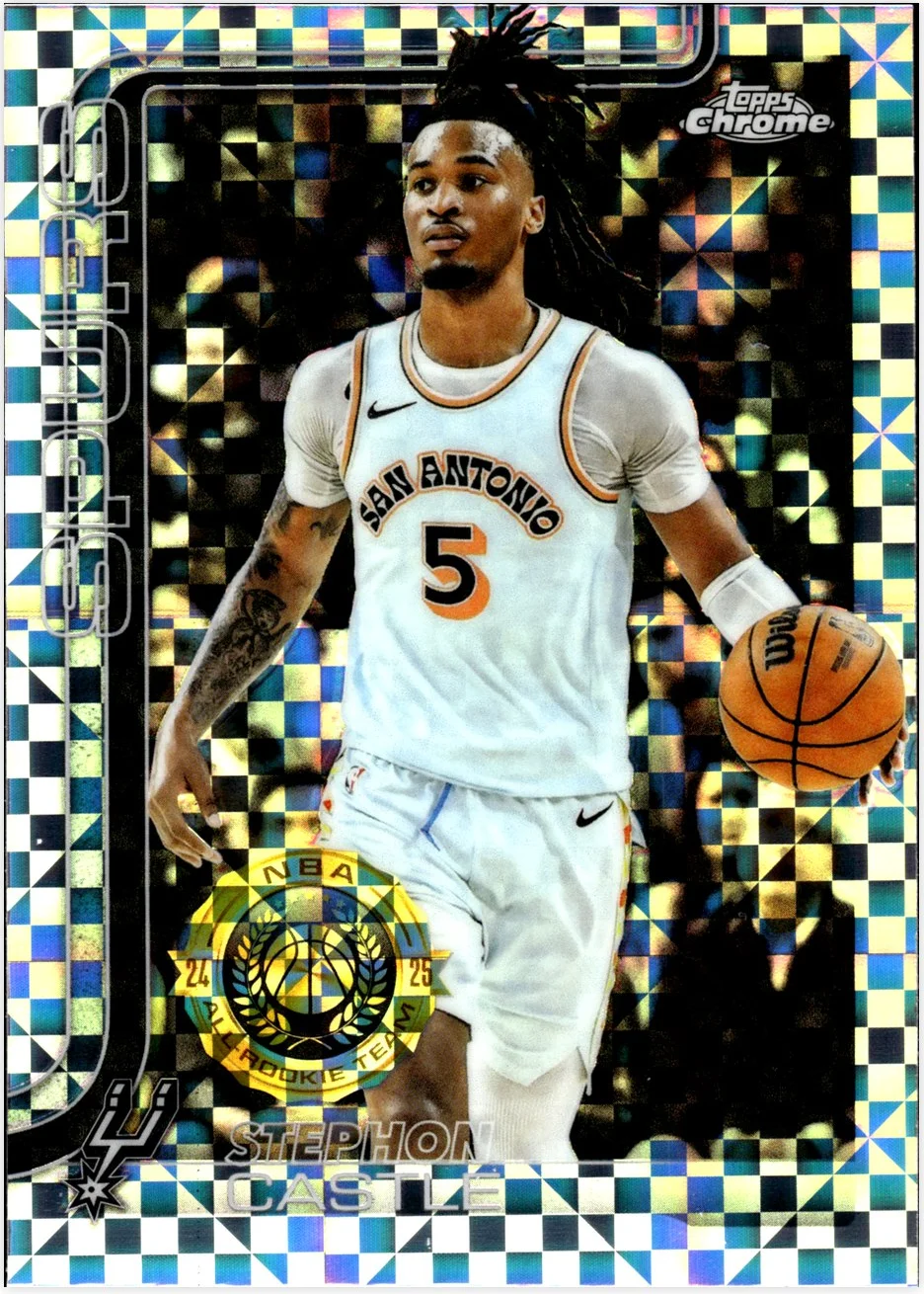 Stephon Castle 2025-26 Topps Chrome #228 X-Fractor basketball card - Front