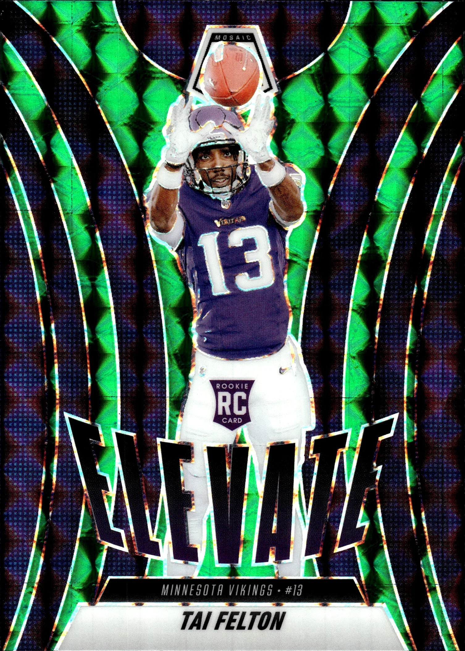 Tai Felton 2025 Panini Mosaic #5 Elevate Mosaic Green football card - Front