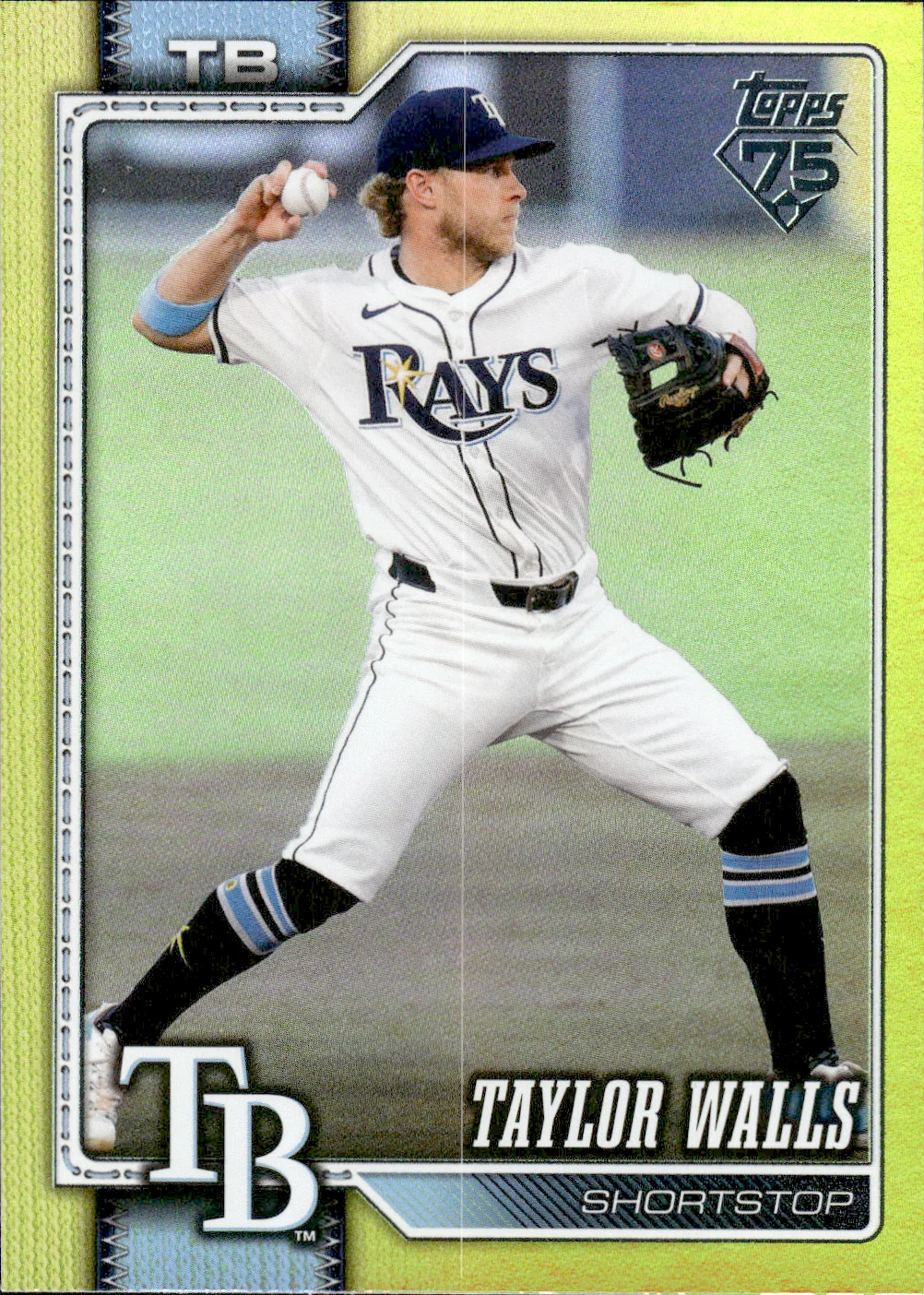 Taylor Walls #421 Yellow Rainbow Foil /399 2026 Topps Series 2 Baseball baseball card - Front