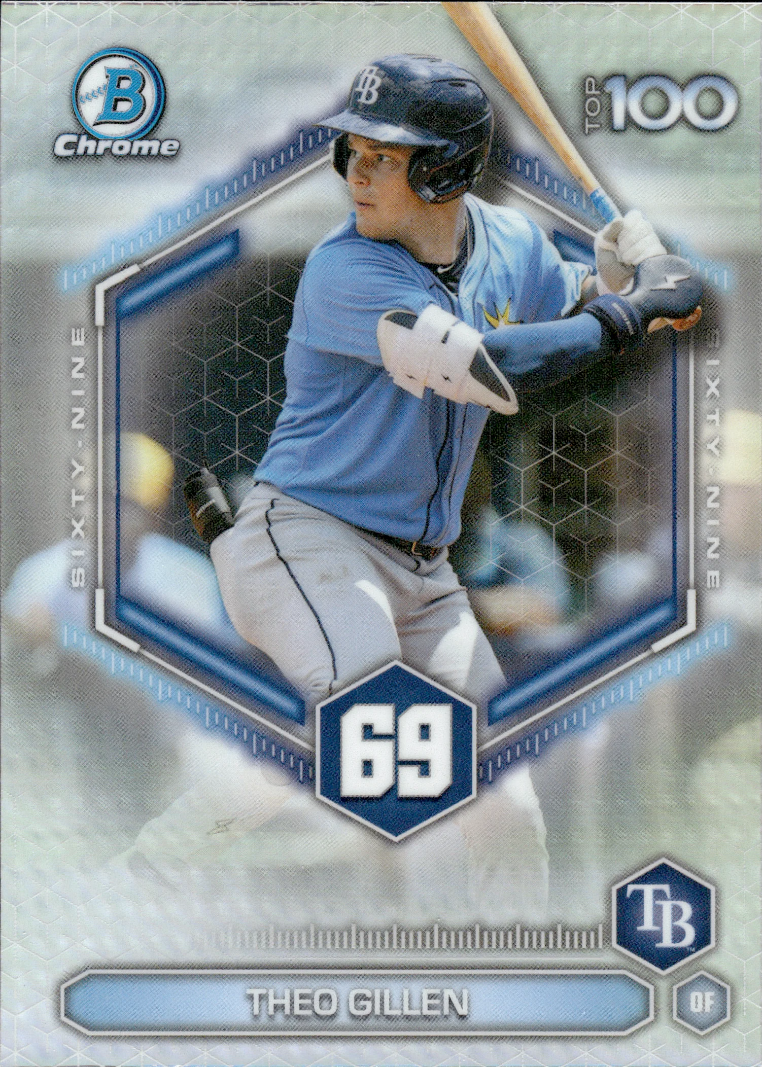 Theo Gillen #BTP-69 2026 Topps Bowman Chrome Baseball Top 100 baseball card - Front