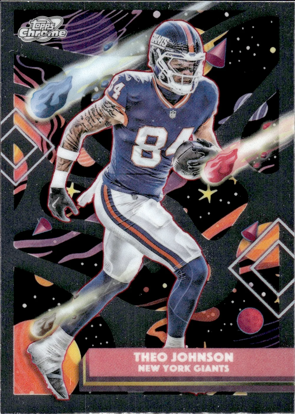 Theo Johnson #73 Rookie Card 2025 Topps Cosmic Chrome Football football rookie card - Front