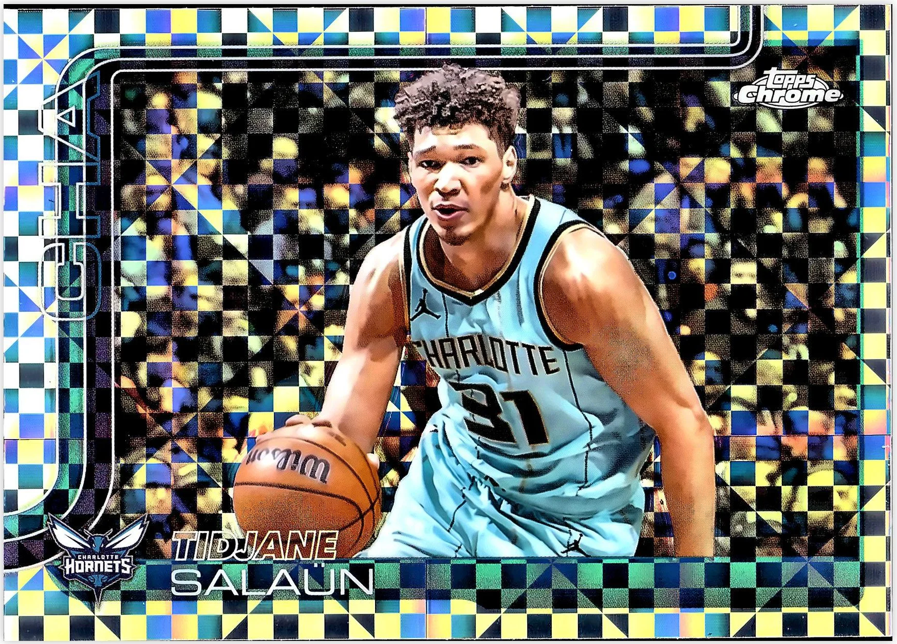 Tidjane Salaün 2025-26 Topps Chrome #8 X-Fractor basketball card - Front