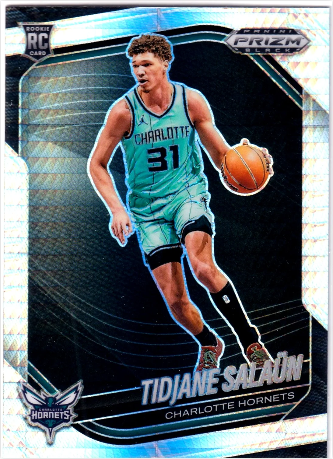 Tidjane Salaun 2024-25 Panini Prizm Black #6 Hyper basketball card - Front