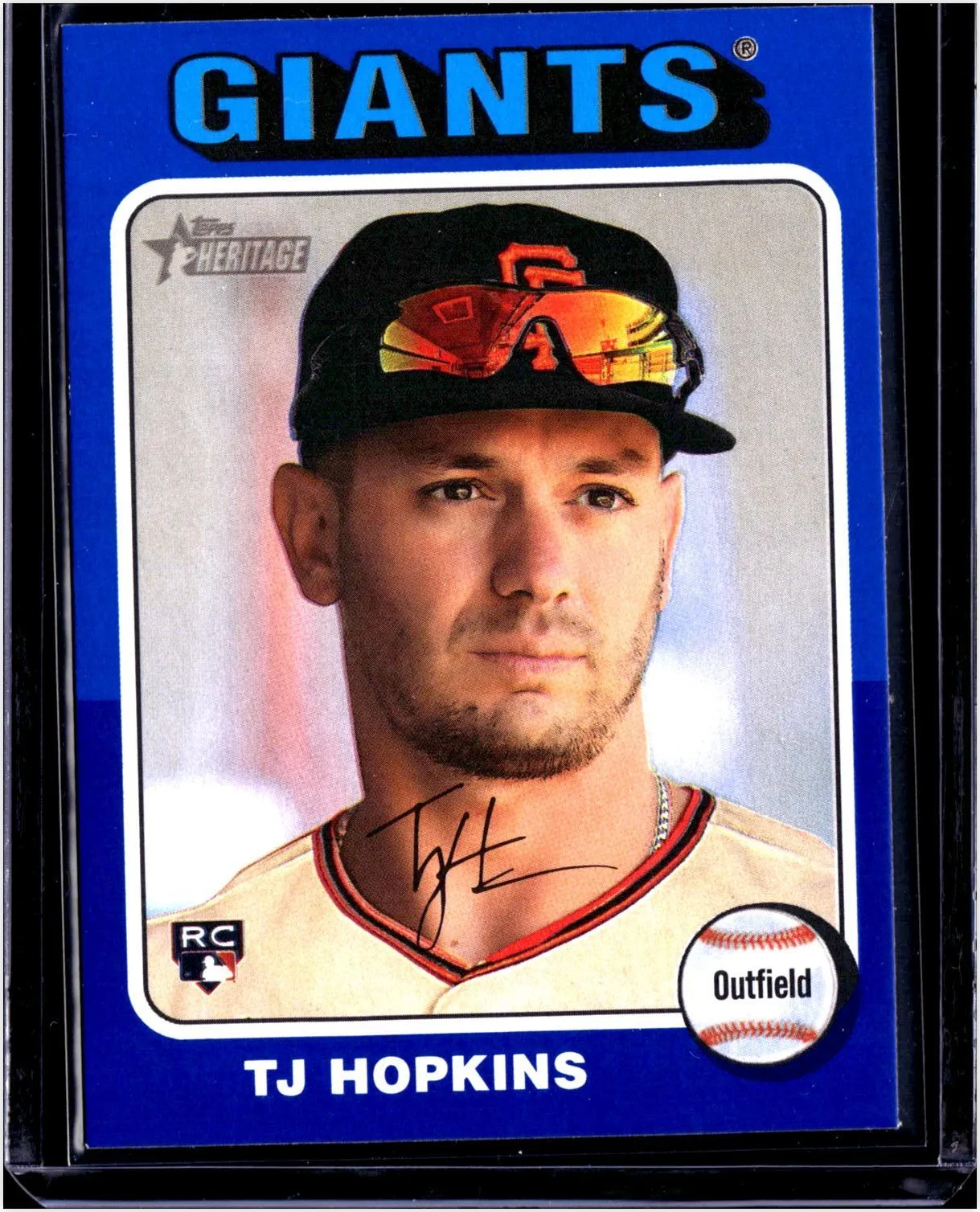TJ Hopkins 2024 Topps Heritage #628 Dark Blue Border baseball rookie card - Front