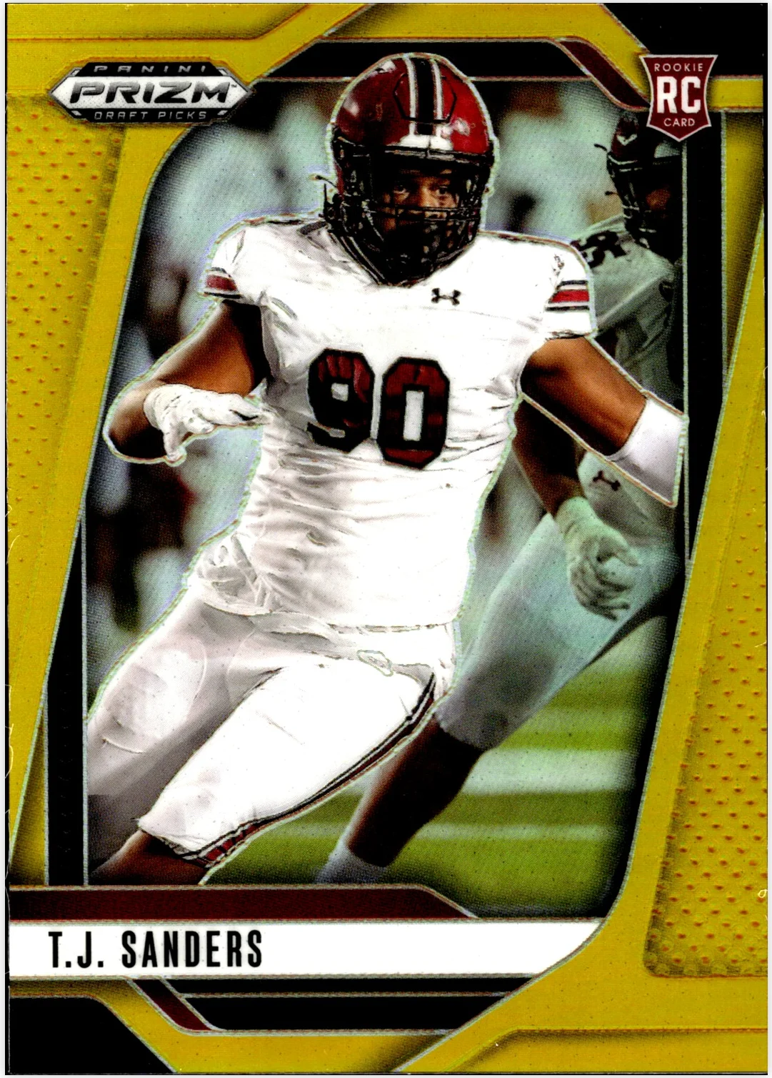 T.J. Sanders Rookie Card 2025 Panini Prizm Draft Picks #112 Prizms Gold football rookie card - Front