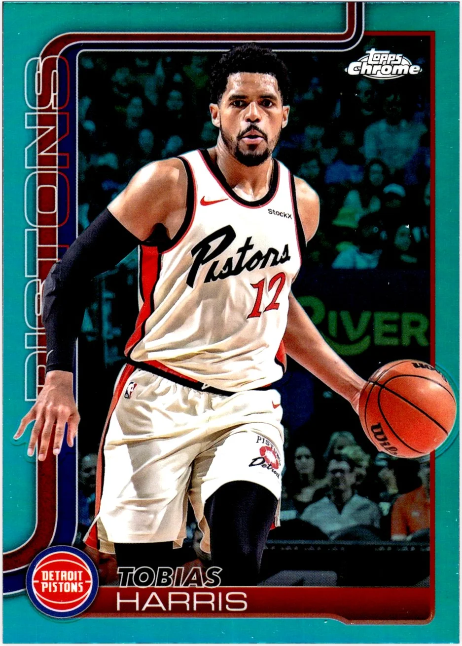 Tobias Harris 2025-26 Topps Chrome #6 Teal Refractor basketball card - Front