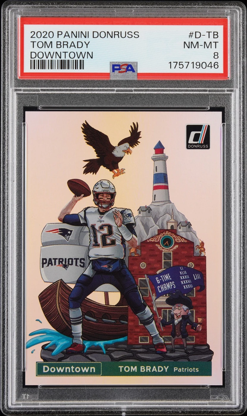 Tom Brady #D-TB 2020 Donruss Football Downtown PSA 8 front