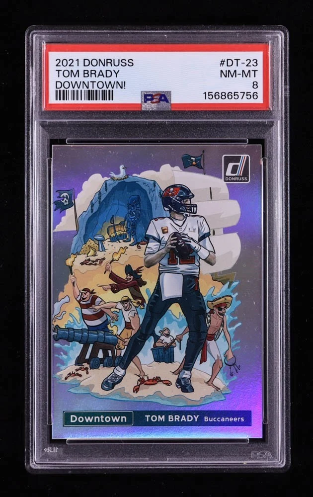 Tom Brady #DT-23 2021 Donruss Football Downtown PSA 8 front