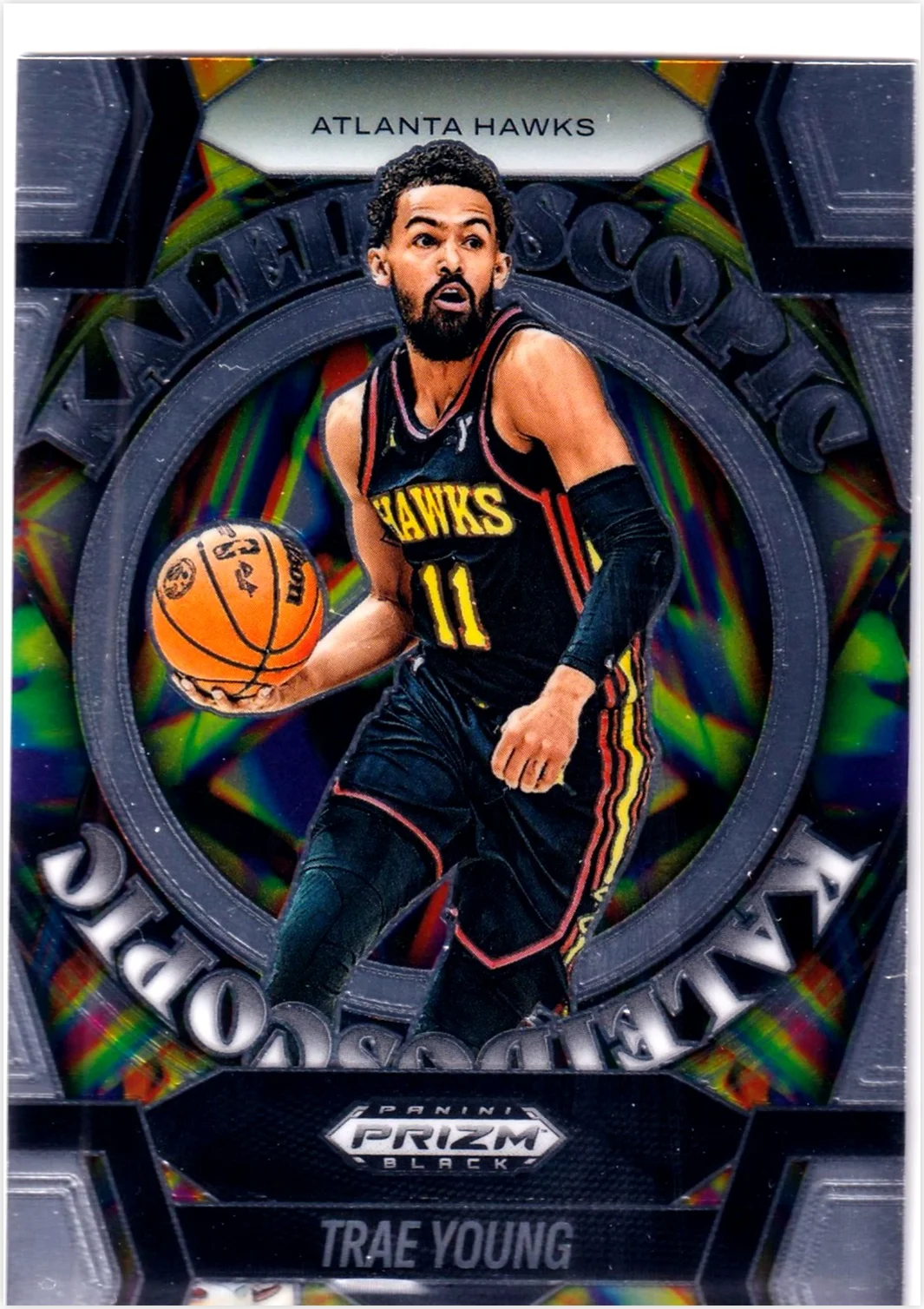 Trae Young 2024-25 Panini Prizm #12 Kaleidoscopic basketball card - Front