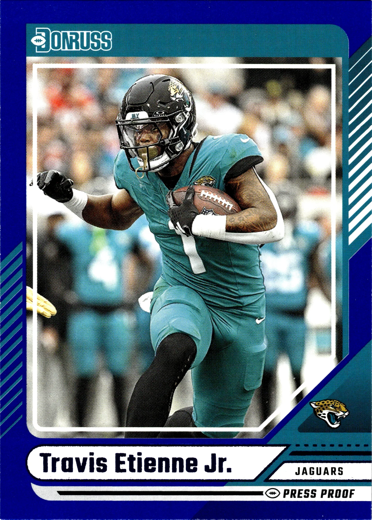 Travis Etienne Jr. 2024 Donruss #207 Press Proof Blue football card - Front