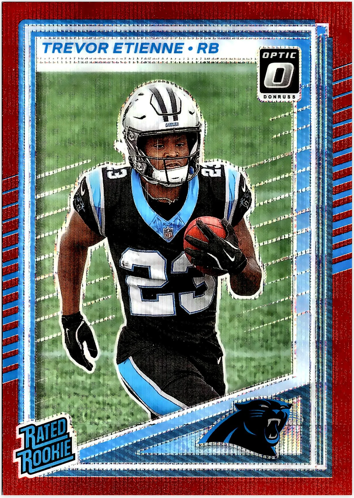 Trevor Etienne 2025 Donruss #326 Optic Rated Rookies Preview Red Wave football rookie card - Front